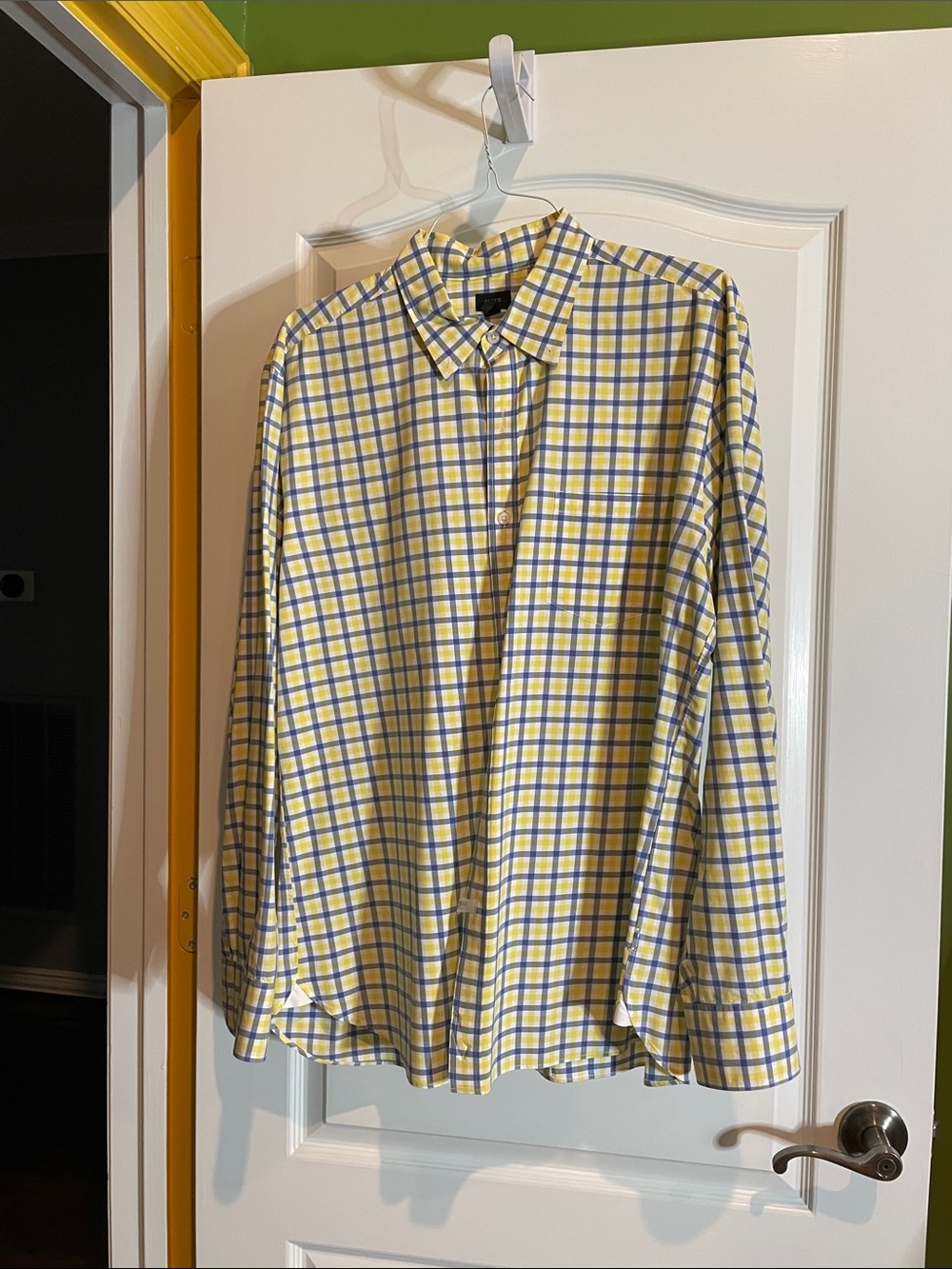 J. Crew Yellow and Blue Checked Button-Down Shirt